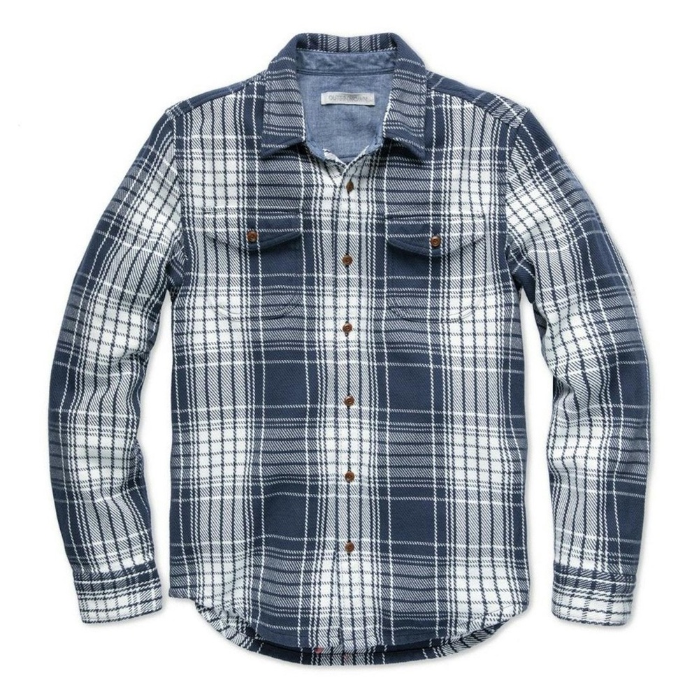 NEW OUTERKNOWN Flannel Blanket Shirt Atlantic Blue Bigbury Plaid Small